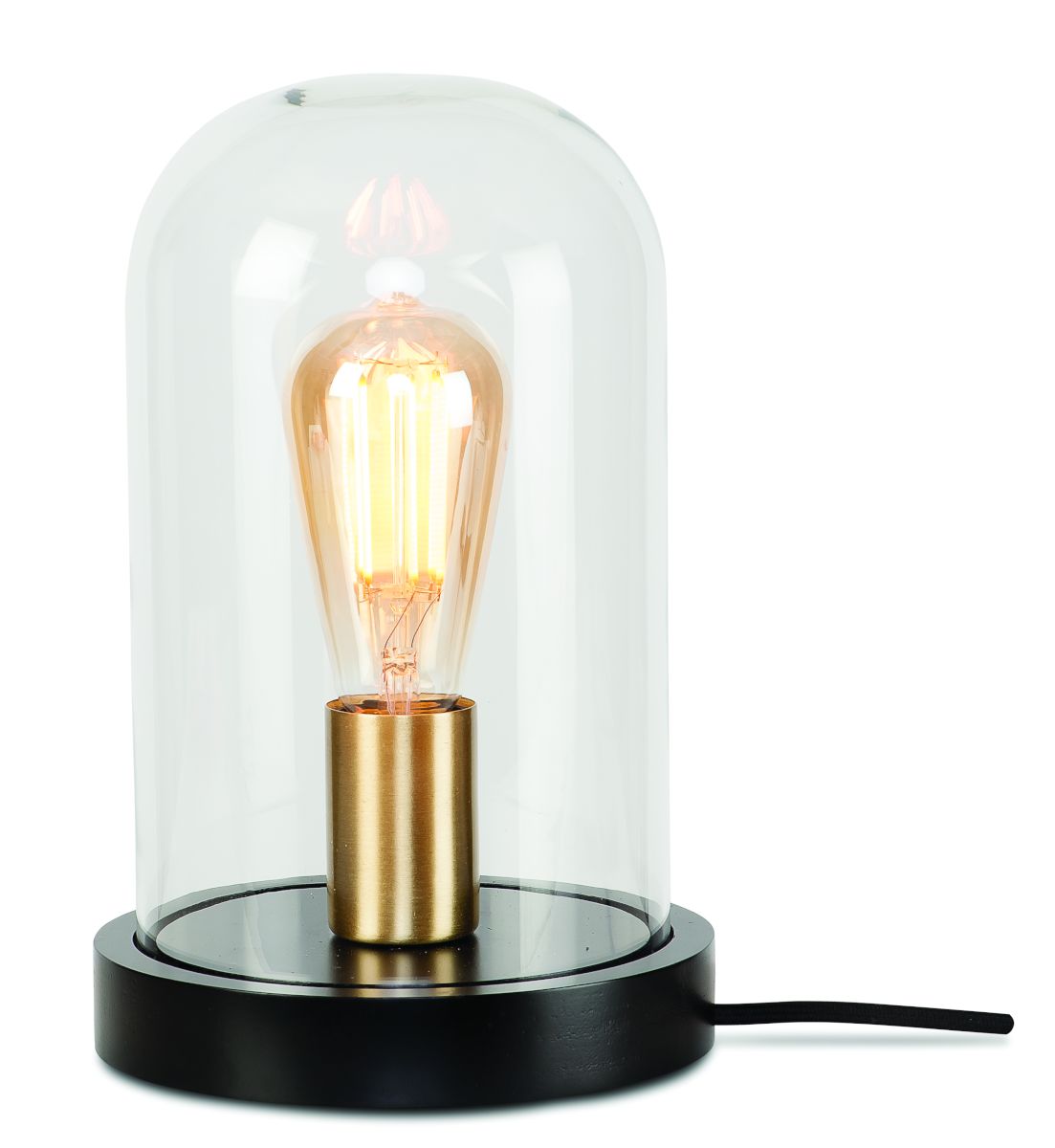 Tischleuchte Glas Holz Seattle schwarz