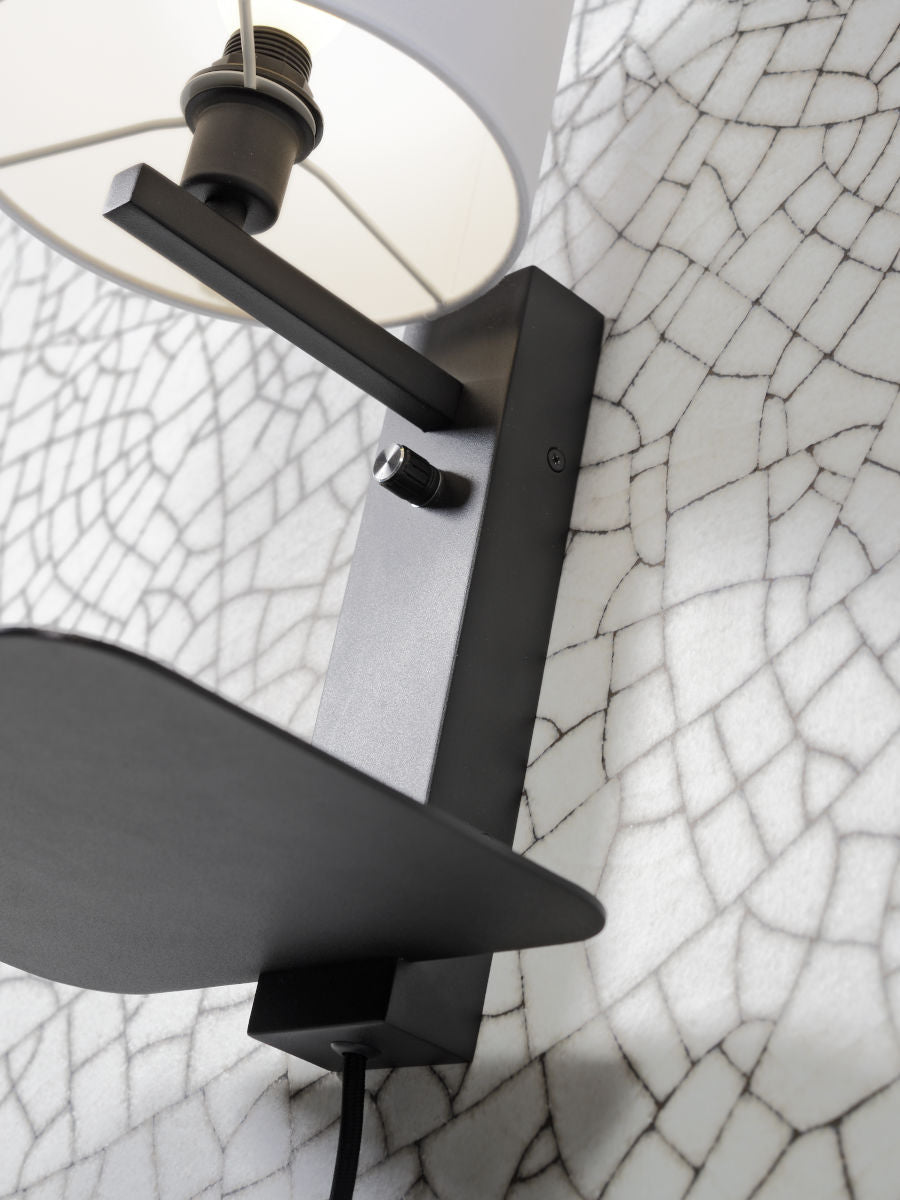 Wandleuchte Florence Brett USB Schirm d leinen 18 cm