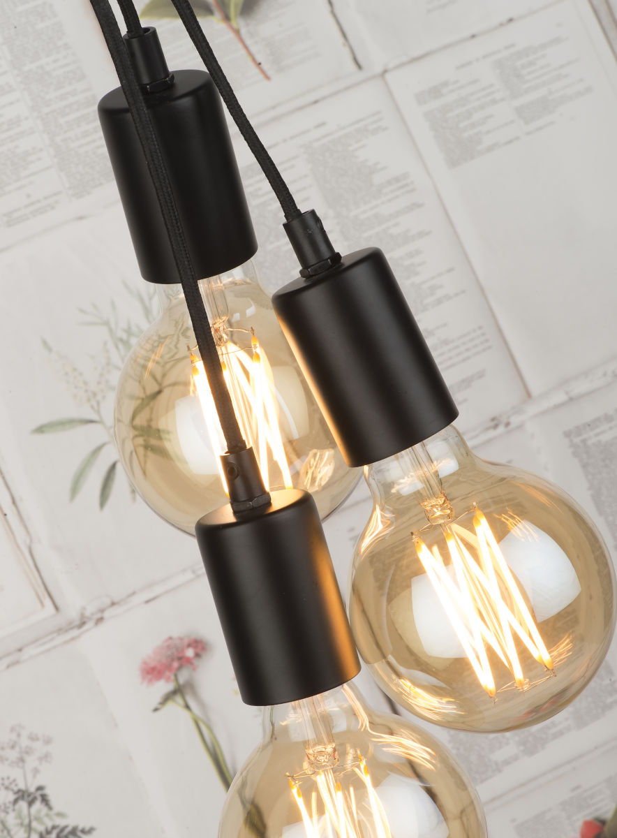 Stehleuchte Eisen Zement Oslo für 3 Birnen schwarz