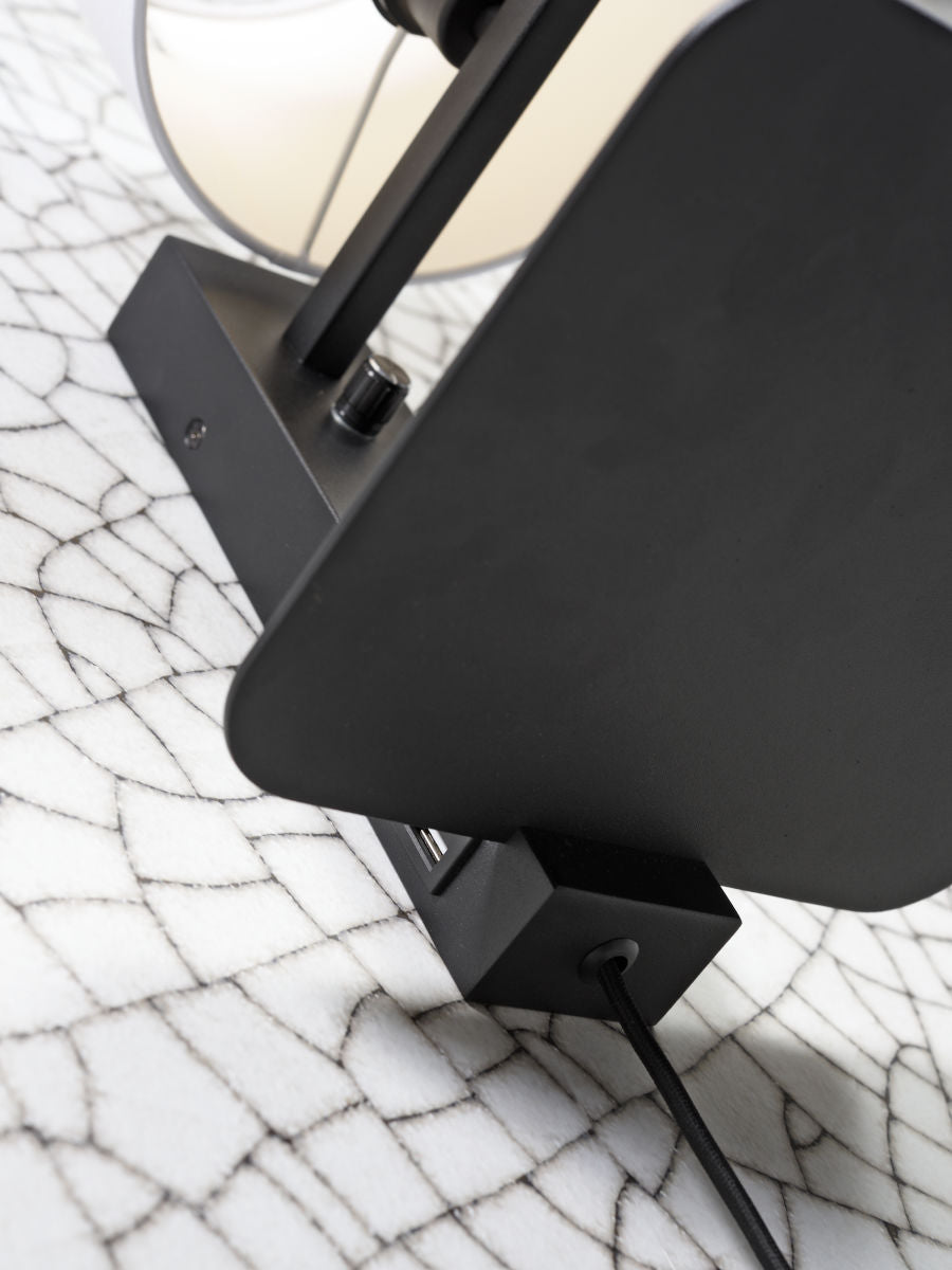 Wandleuchte Florence Brett USB Schirm d leinen 18 cm