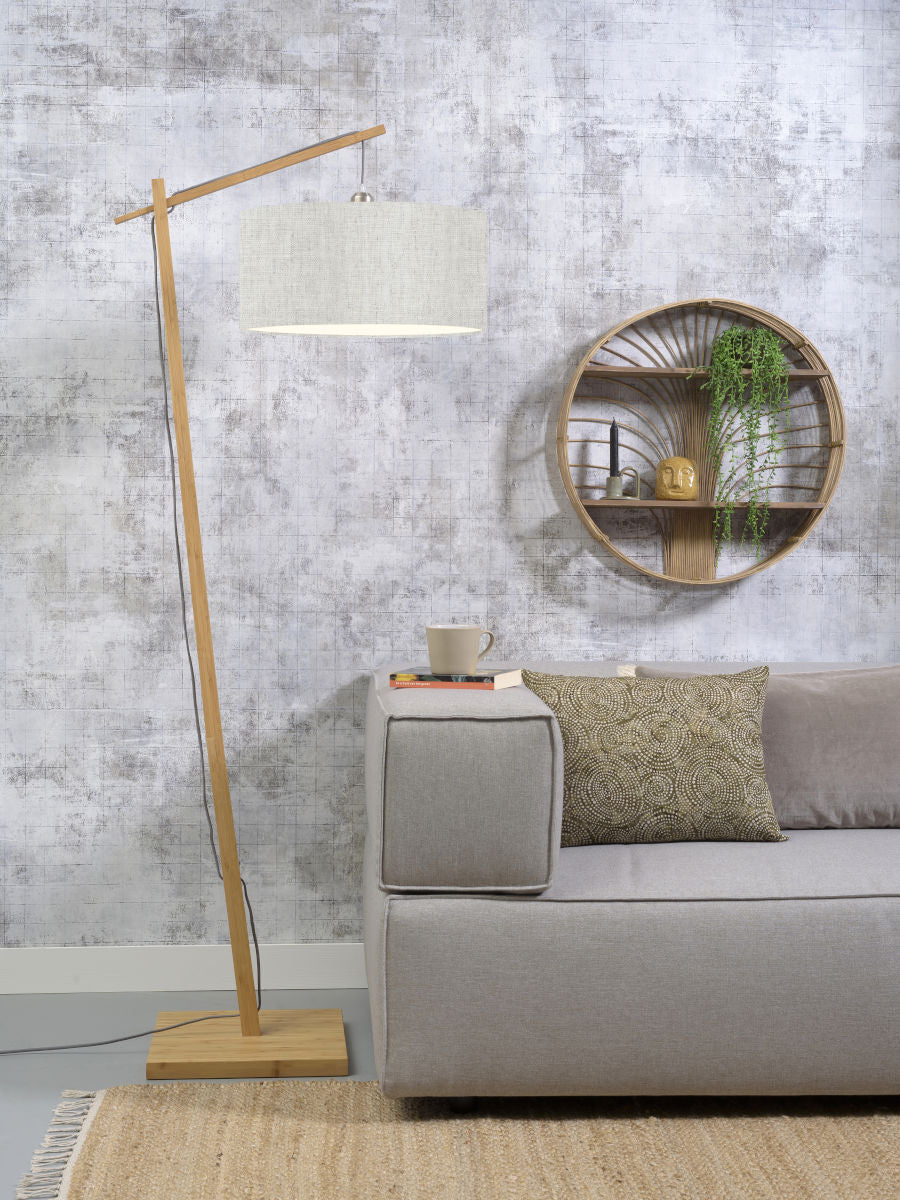 Stehleuchte Andes Bambus helles Leinen 47 cm