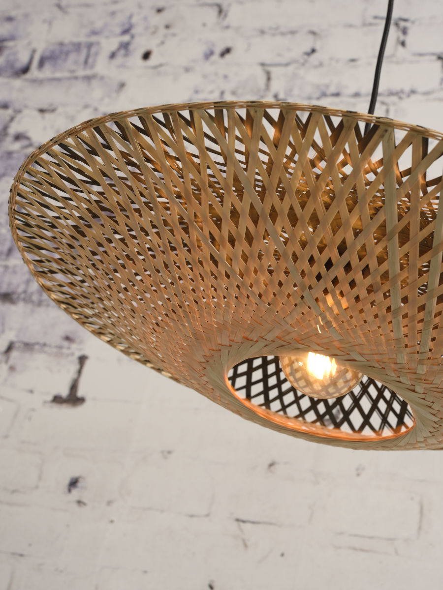 Wandleuchte Kalimantan natur Schirm 60x15cm schwarz natur L