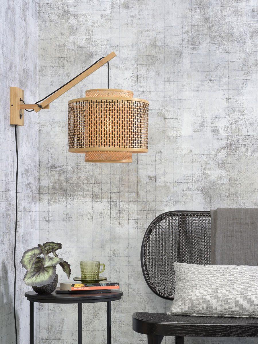 Wandleuchte Bhutan natur Schirm 40x34 schwarz natur S