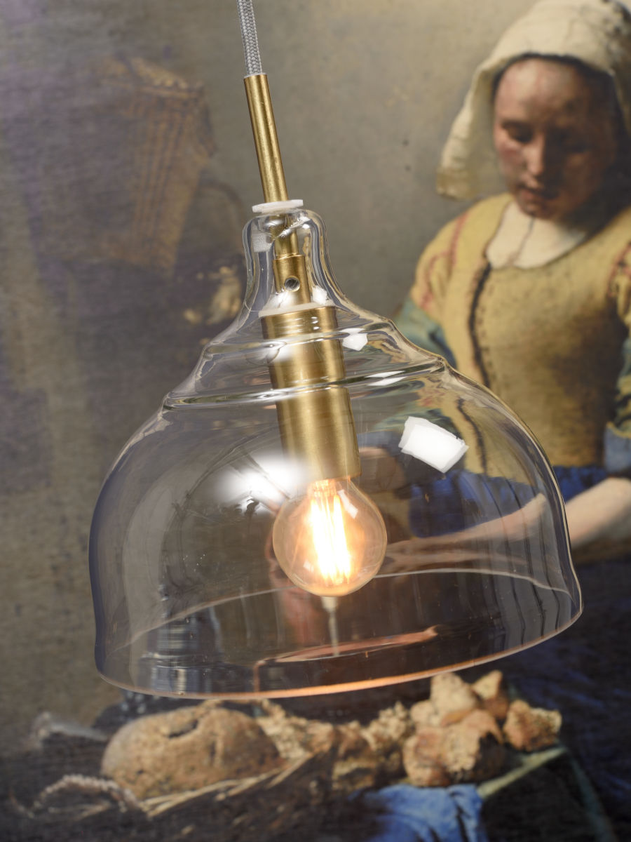 Hängeleuchte Glas Brussels transparent gold rund