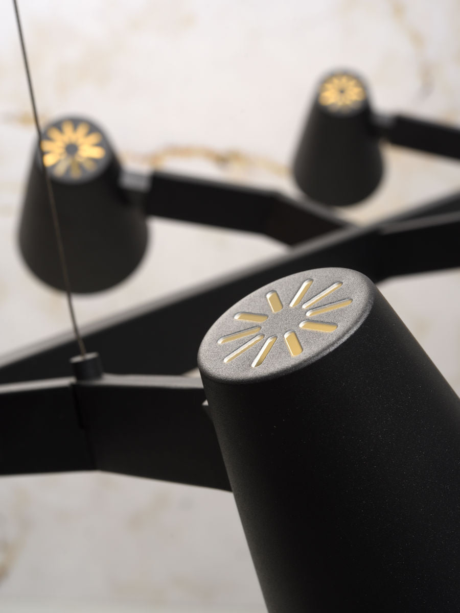 Hängelampe Eisen Biarritz 6-Arm Schwarz