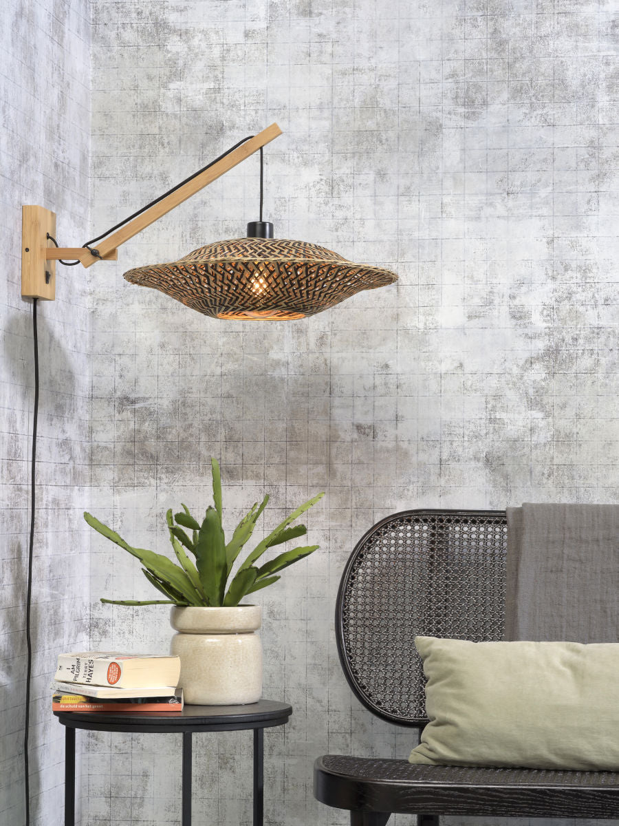 Wandleuchte Bali natur Schirm schwarz natur 44 cm