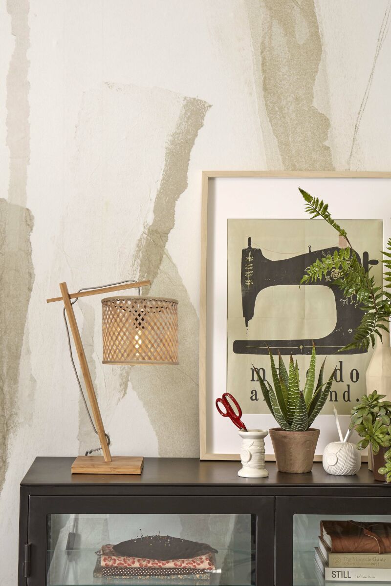 Tischleuchte Java schr g natur 18 cm