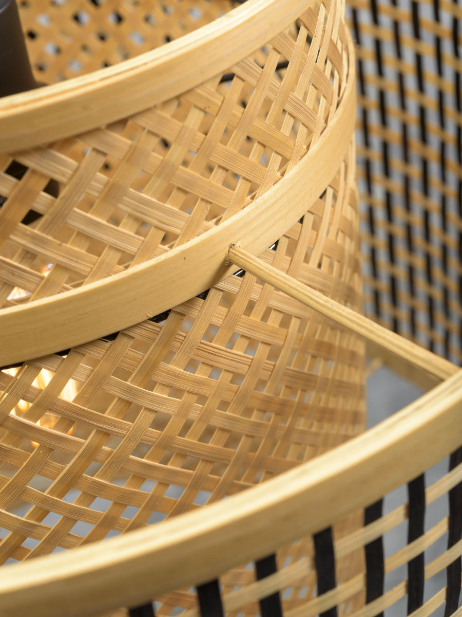 Wandleuchte Bhutan natur Schirm 40x34 schwarz natur S