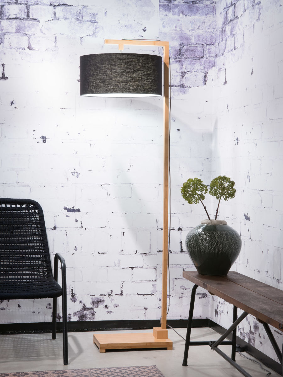 Stehleuchte Himalaya Bambus Leinen schwarz 47 cm