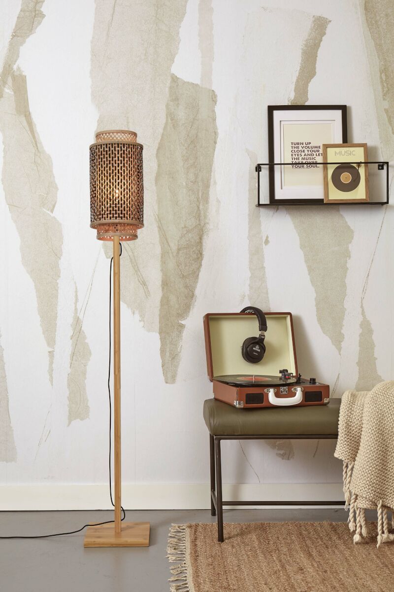 Stehleuchte Bhutan S natur18x35 schwarz natur