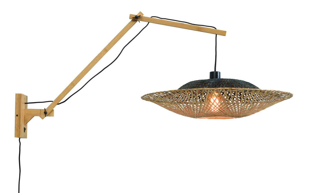 Wandleuchte Kalimantan natur Schirm 60x15cm schwarz natur L