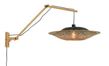 Wandleuchte Kalimantan natur Schirm 60x15cm schwarz natur L