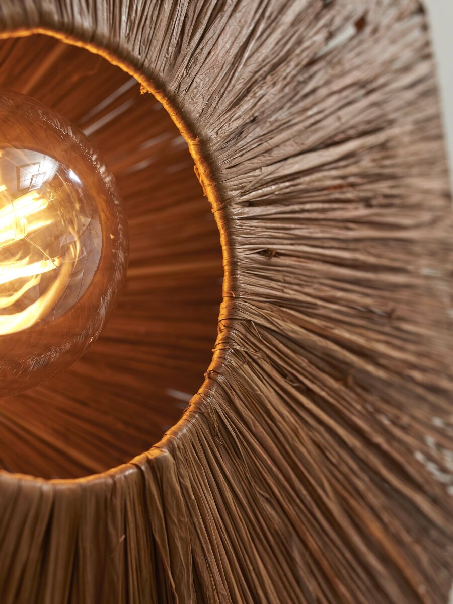 Wandleuchte raffia Panama octogon S braun