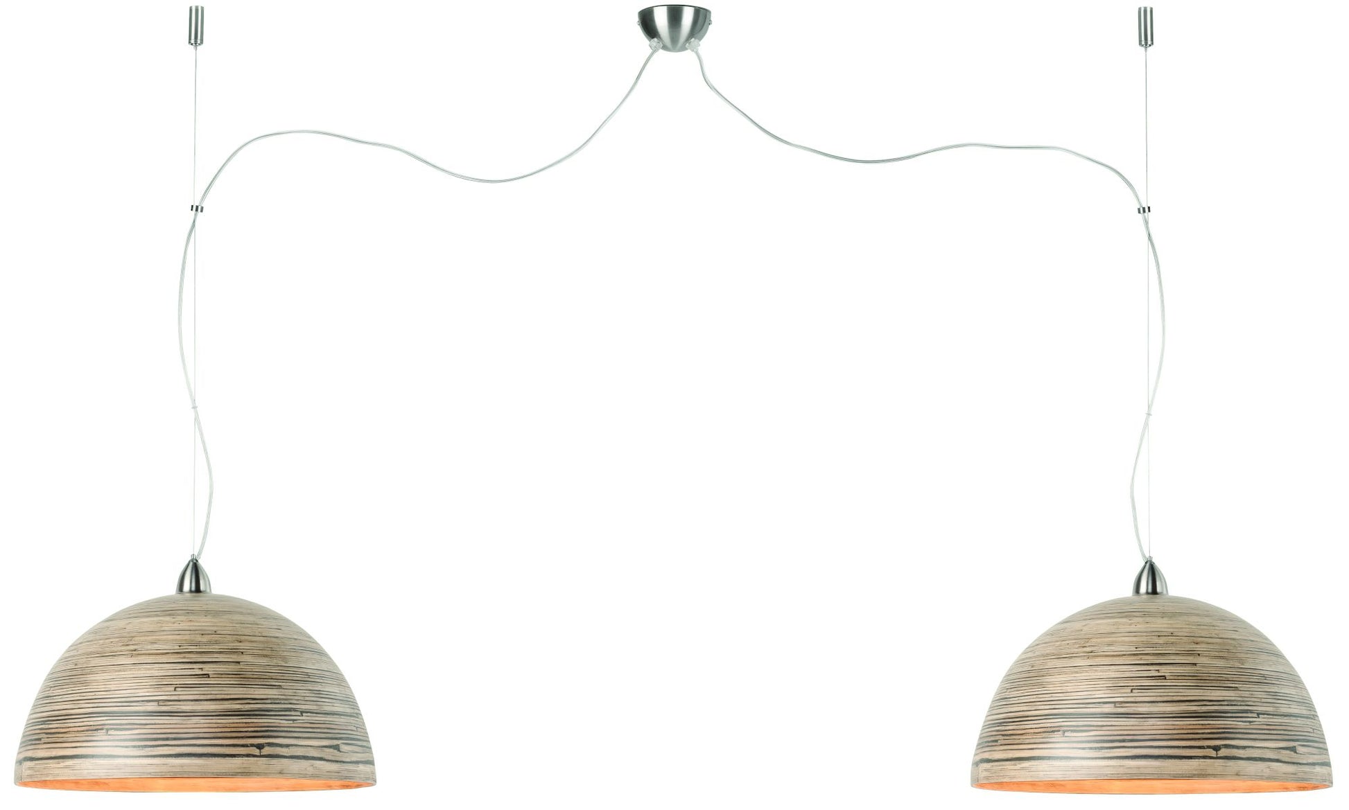 Hängeleuchte Bambus Halong 2 Schirmen dunkel natur