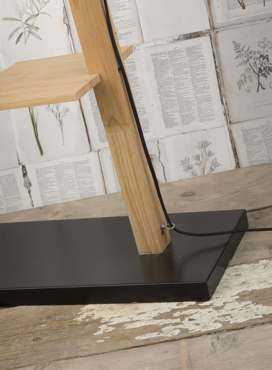 Stehleuchte Eisen Holz Cambridge schwarz