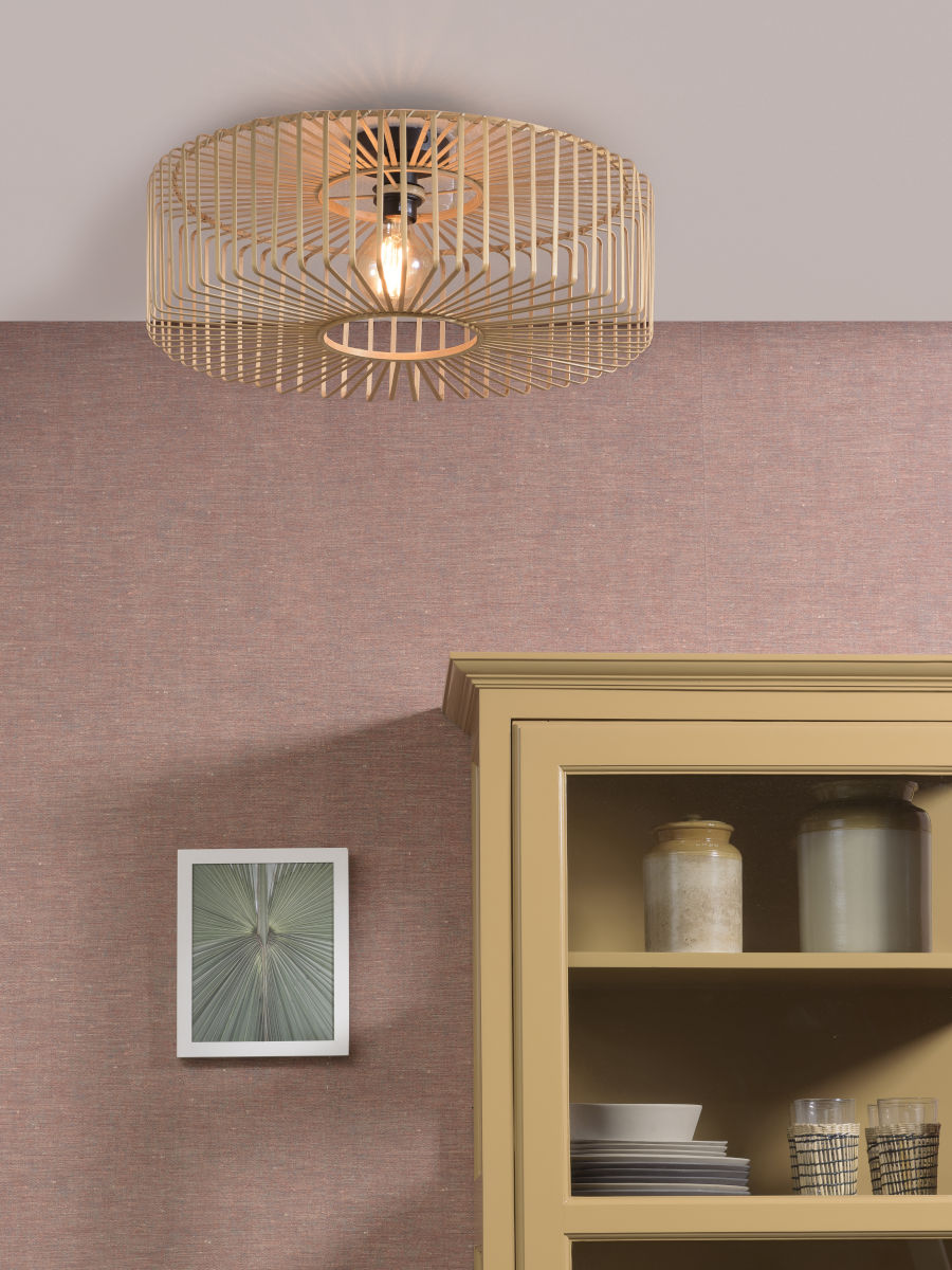 Deckenleuchte Bromo rund Diam 60x18cm natur L