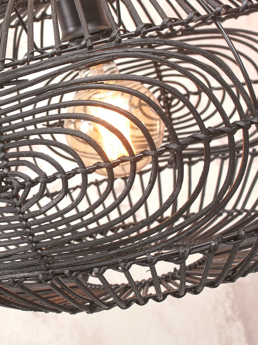 Deckenleuchte Madeira Rattan schwarz
