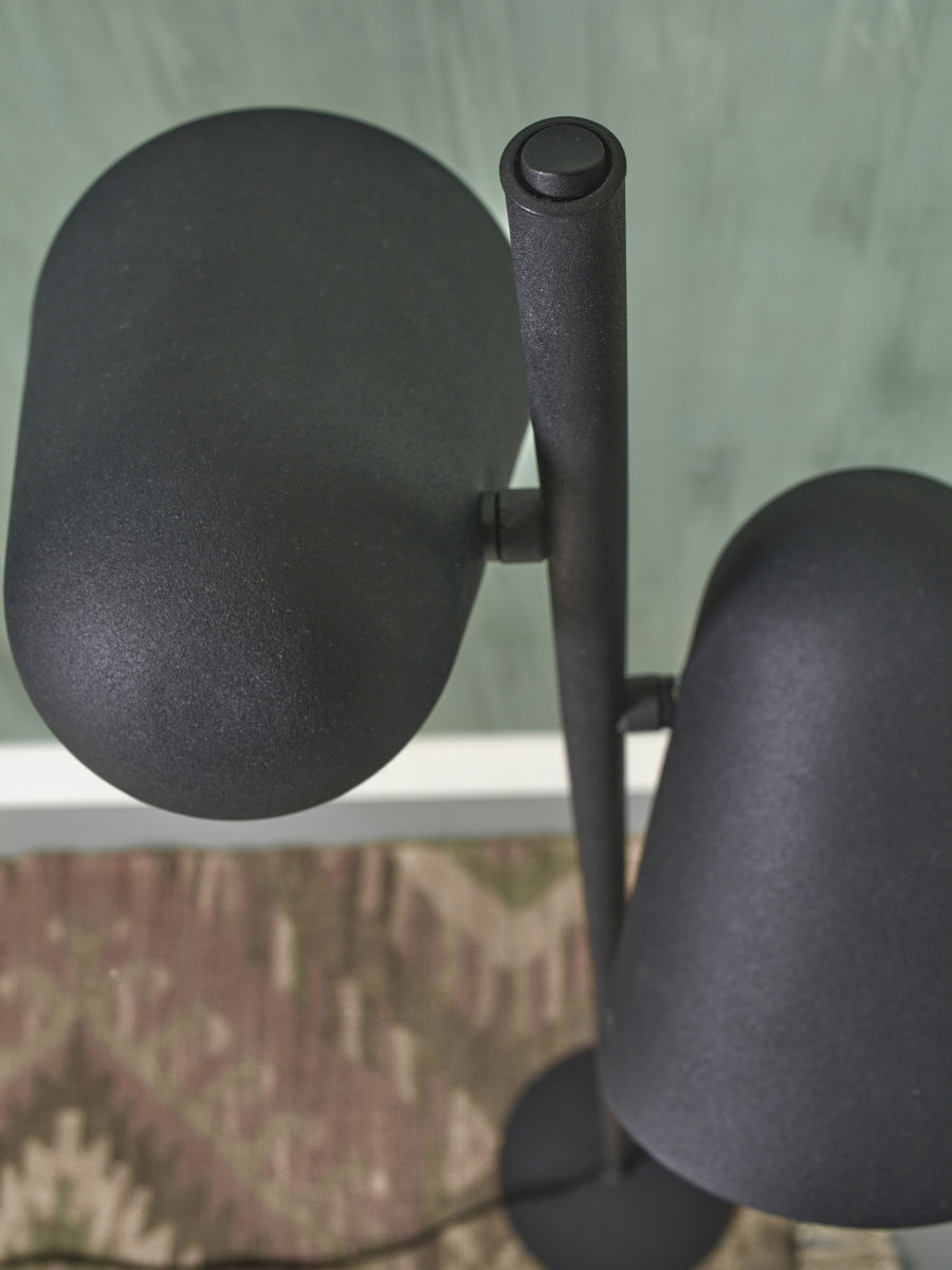 Stehleuchte Eisen Salamanca 2 Schirmen H 145x28cm schwarz