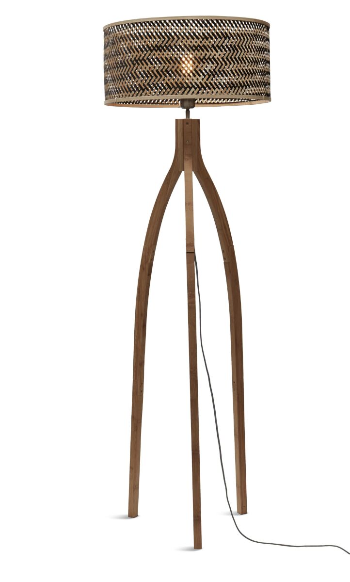 Stehleuchte Java 3 Fuss natur schwarz natur 50 cm