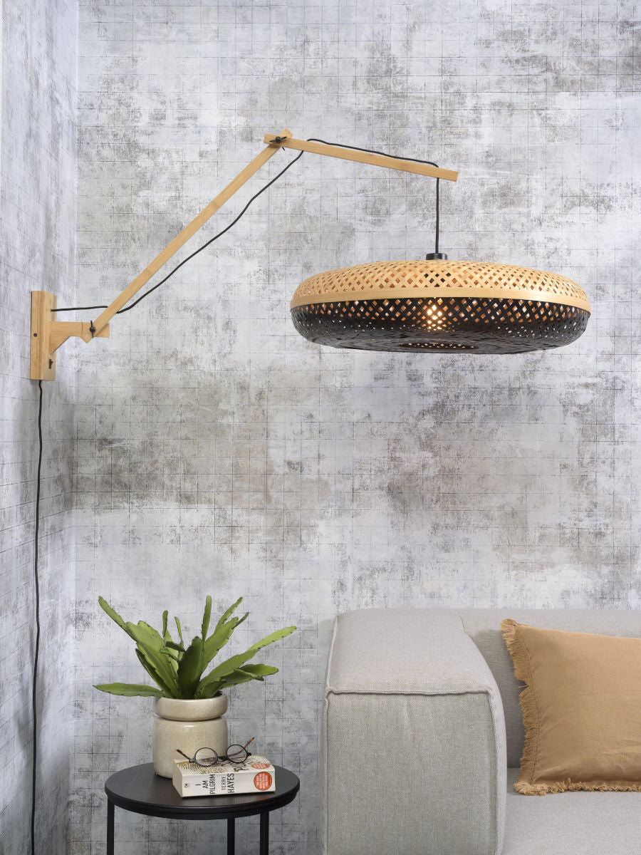 Wandleuchte Palawan natur Schirm 40x15 natur schwarz L