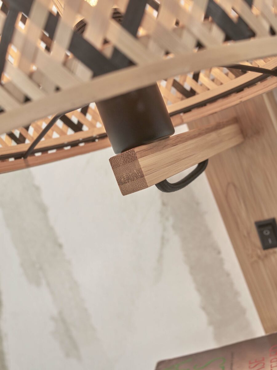 Wandleuchte Java Regal natur schwarz natur 18 cm