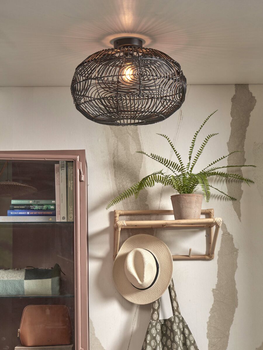 Deckenleuchte Madeira Rattan schwarz