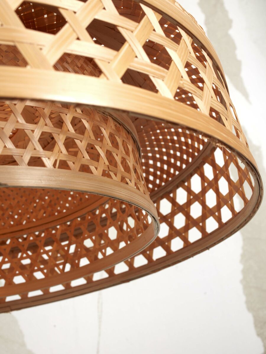 Hängeleuchte Ubud doppelt Schirms natur