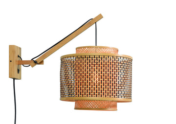 Wandleuchte Bhutan natur Schirm 40x34 schwarz natur S