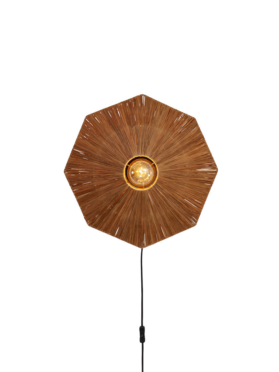 Wandleuchte raffia Panama octogon S braun