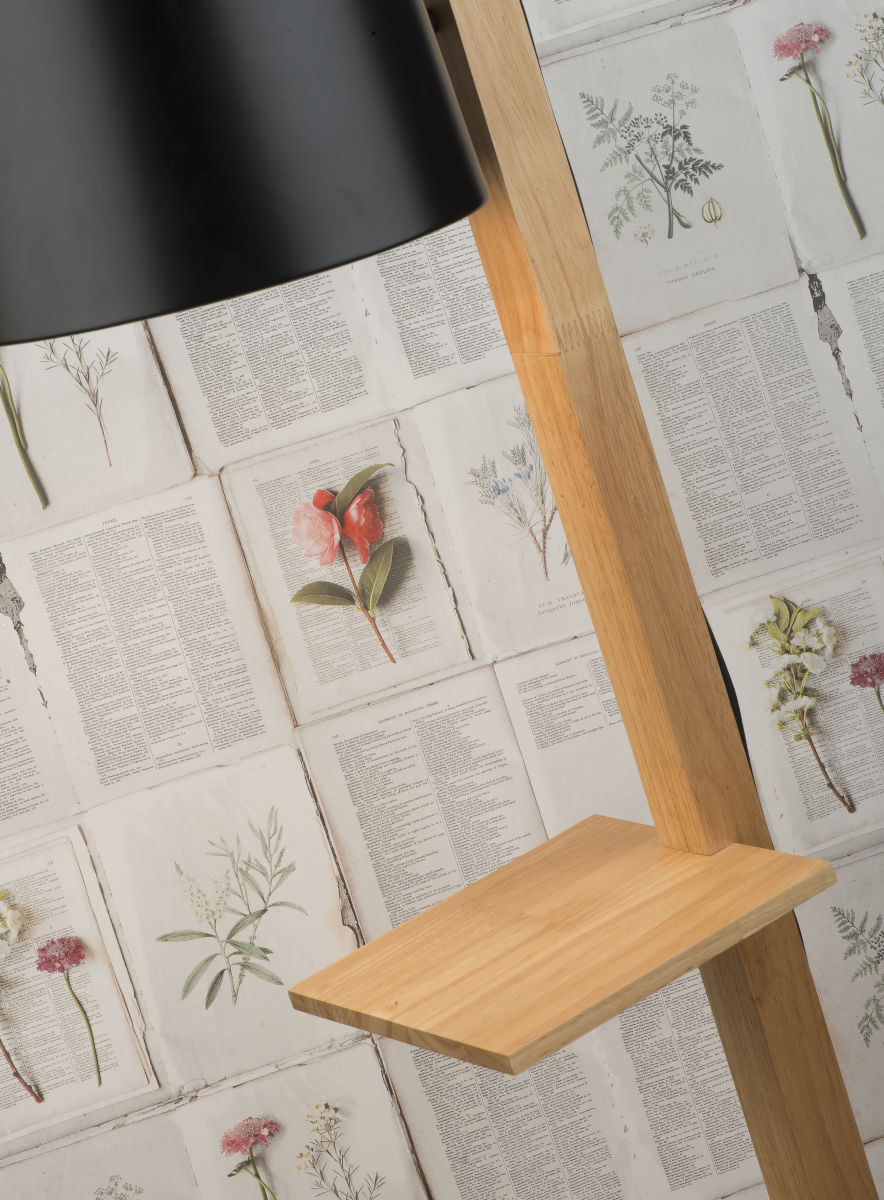 Stehleuchte Eisen Holz Cambridge schwarz