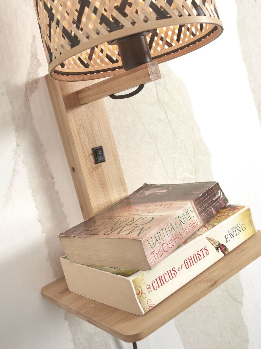 Wandleuchte Java Regal natur schwarz natur 18 cm