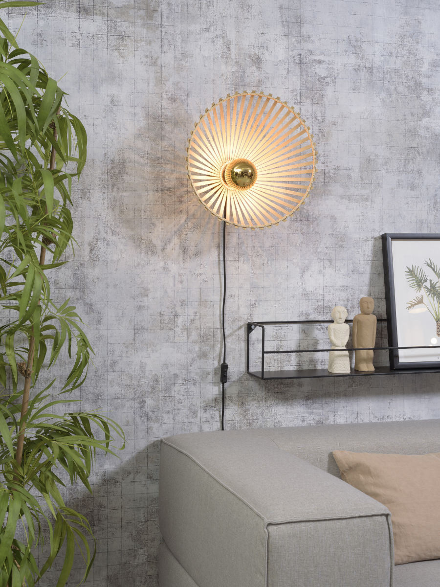 Wandleuchte asymm Diam 40x11cm natur S
