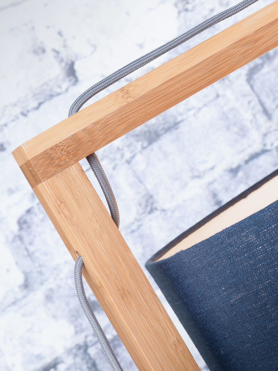 Stehleuchte Himalaya Bambus Leinen schwarz 47 cm