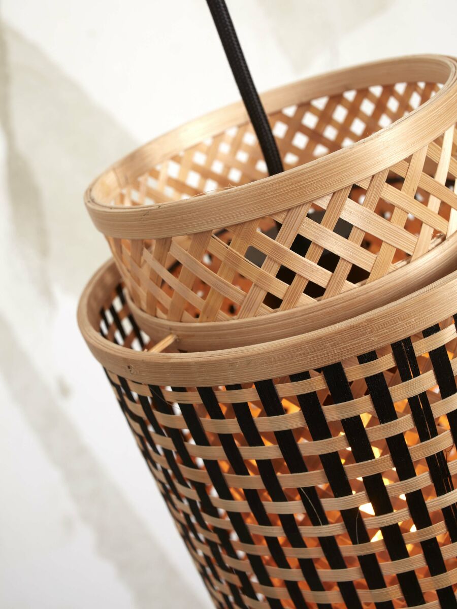 Hängeleuchte Bhutan Kocher schwarz natur L