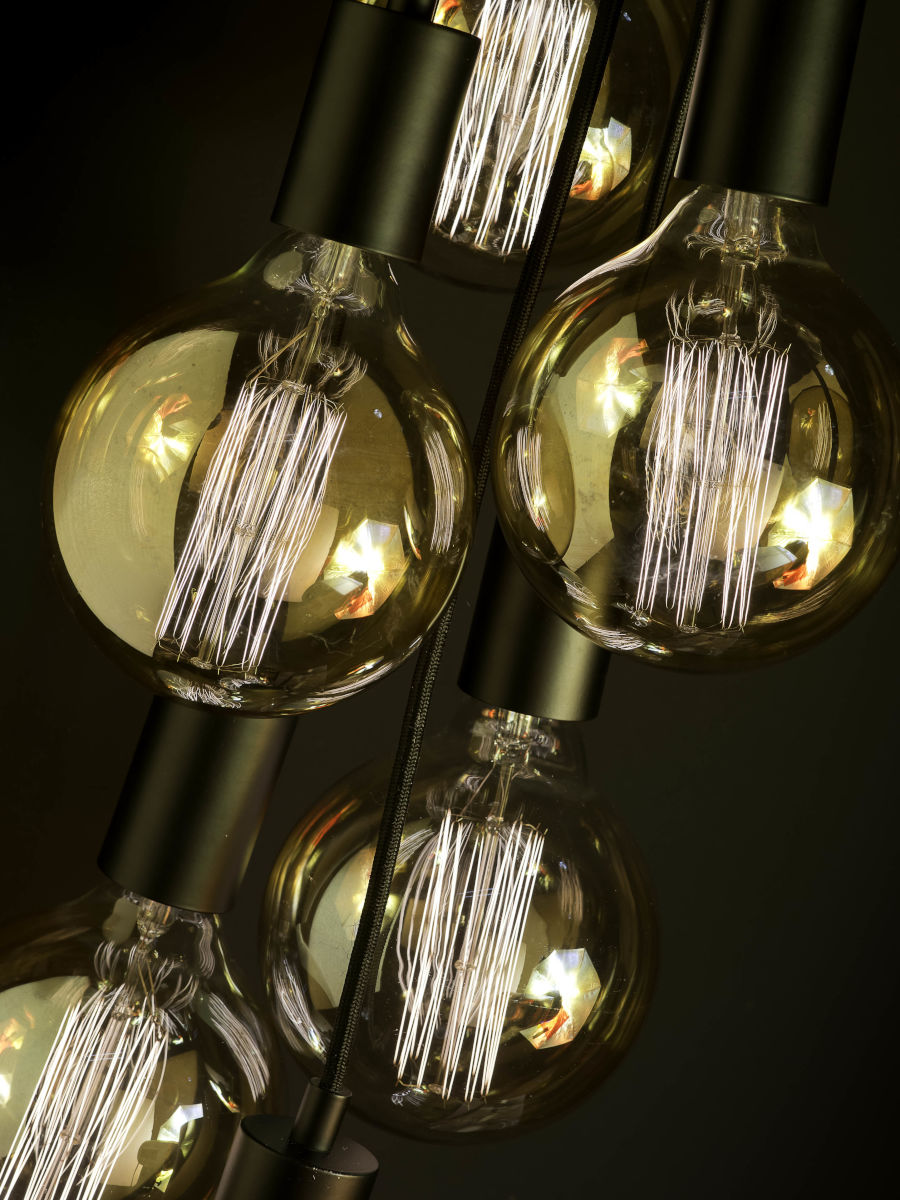 Hängesystem Oslo 7 Birnen schwarz