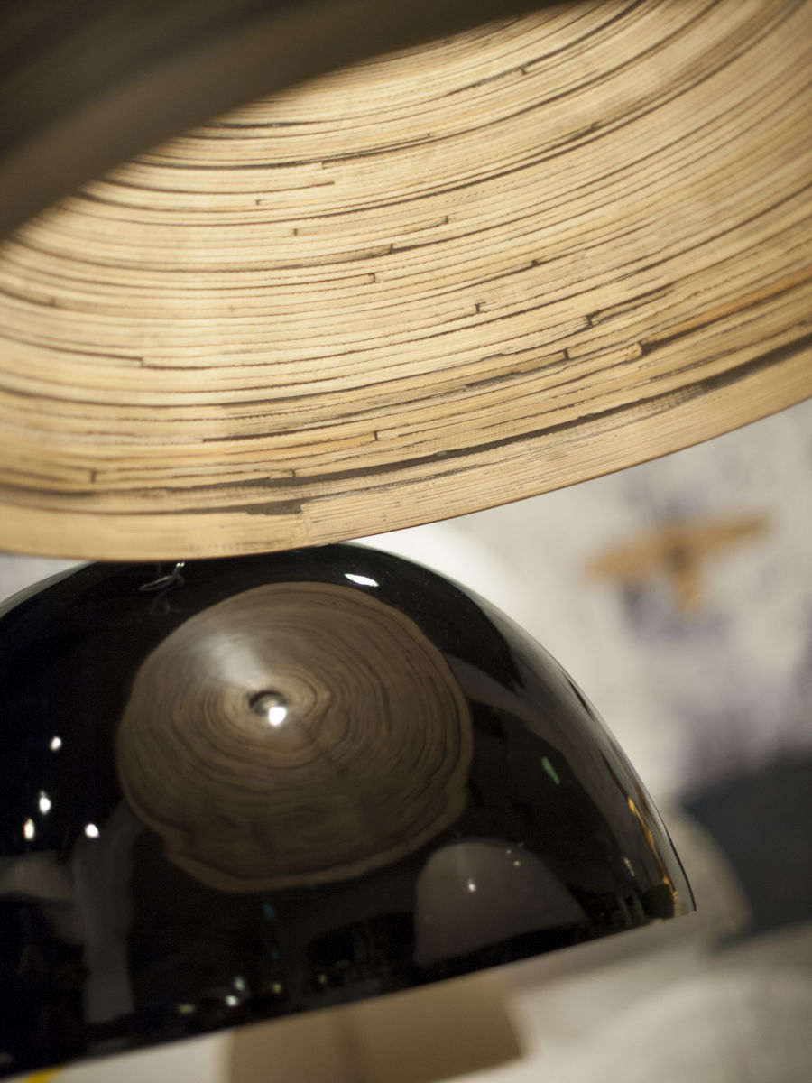 Hängeleuchte Bambus Halong 2 Schirmen dunkel natur