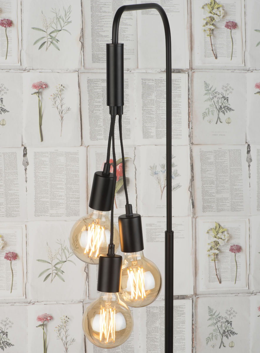 Stehleuchte Eisen Zement Oslo für 3 Birnen schwarz