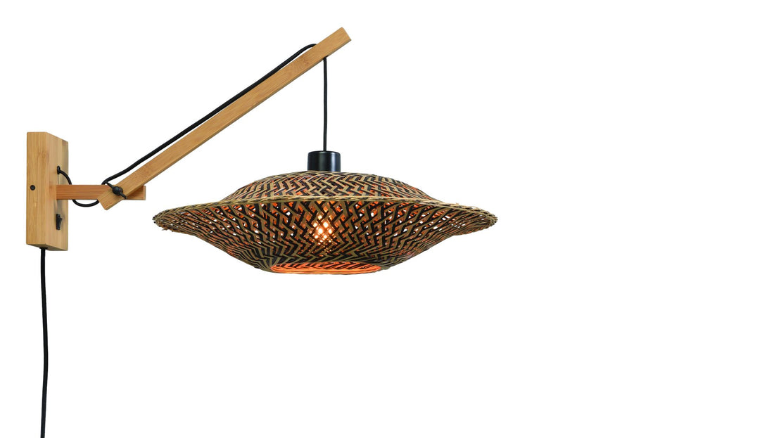 Wandleuchte Bali natur Schirm schwarz natur 44 cm